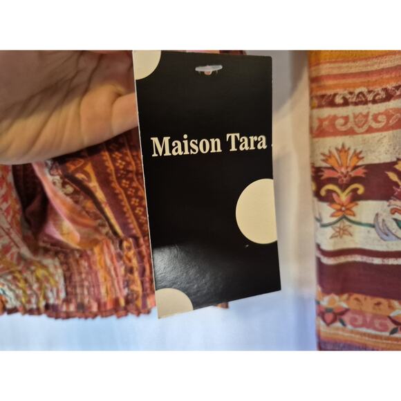 Anthro New W/Tag Maison Tara Spice Paprika Orange Geo Top Skirt Set US 14 - Picture 5 of 12